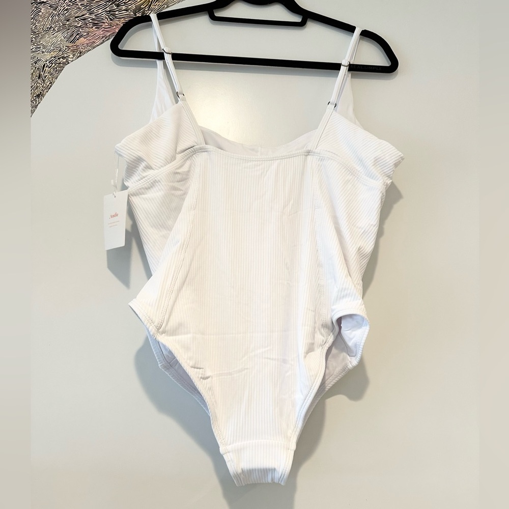 NWT ANDIE The Havana One-Piece Swimsuit - Built-In Bra white ribbed XL - Picture 5 of 6